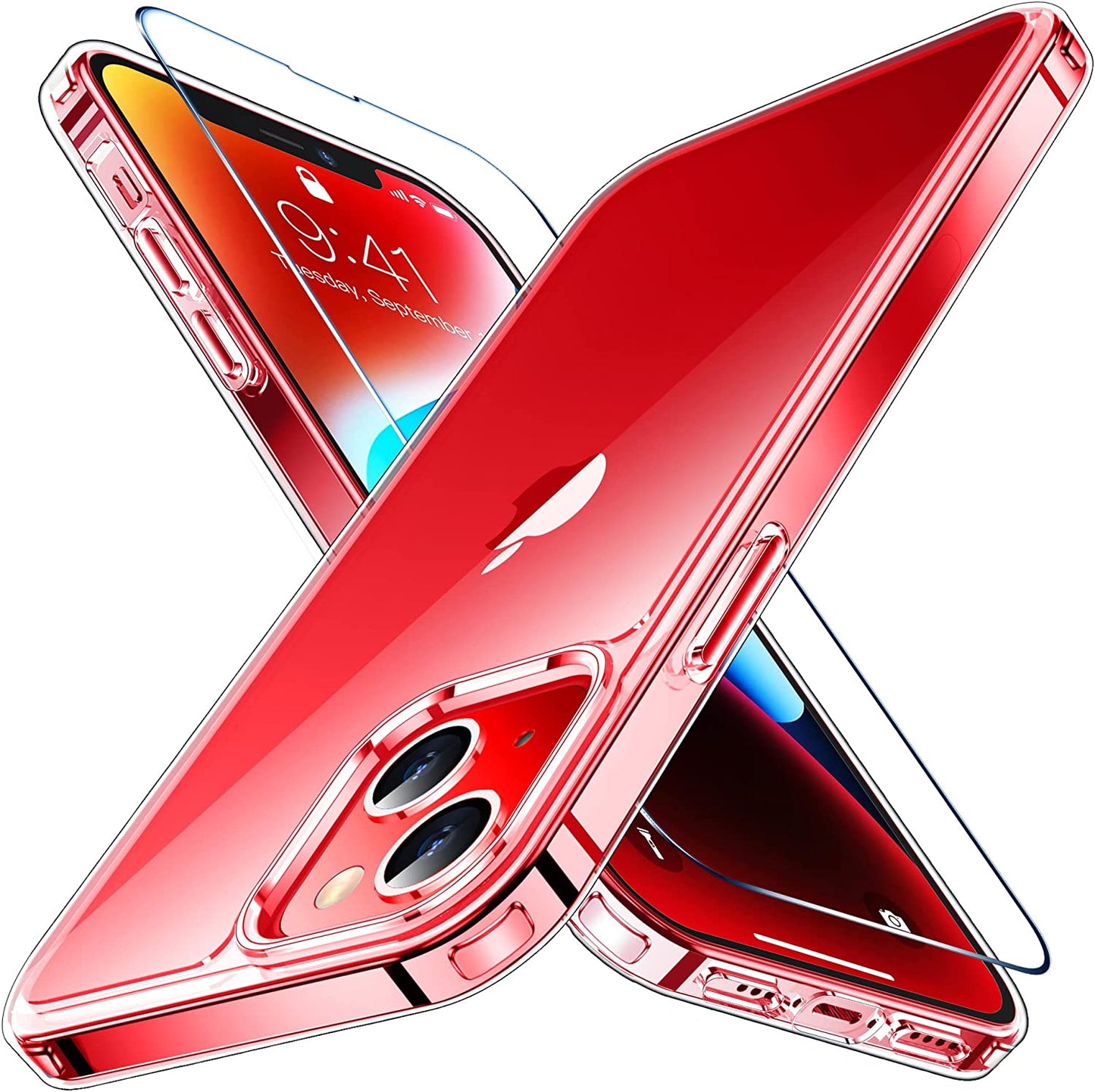 MOZOTER 6-In-1 Magnetic for Iphone 13 Case & Iphone 14 Case,[Compatible with Magsafe] [Anti Yellowing] [Glass Screen Protectors] Slim Shockproof for Iphone 13/14 Phone Case 6.1 Inch-Clear  MOZOTER Crystal Clear  