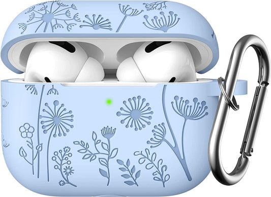 Lerobo Flower Engraved Case Compatible with Airpods Pro 2 Case Cover, Cute Soft Silicone Skin Cover Full Protective Case for Apple Airpods Pro Case 2Nd/1St Generation Front LED Visible, Lilac  Lerobo   