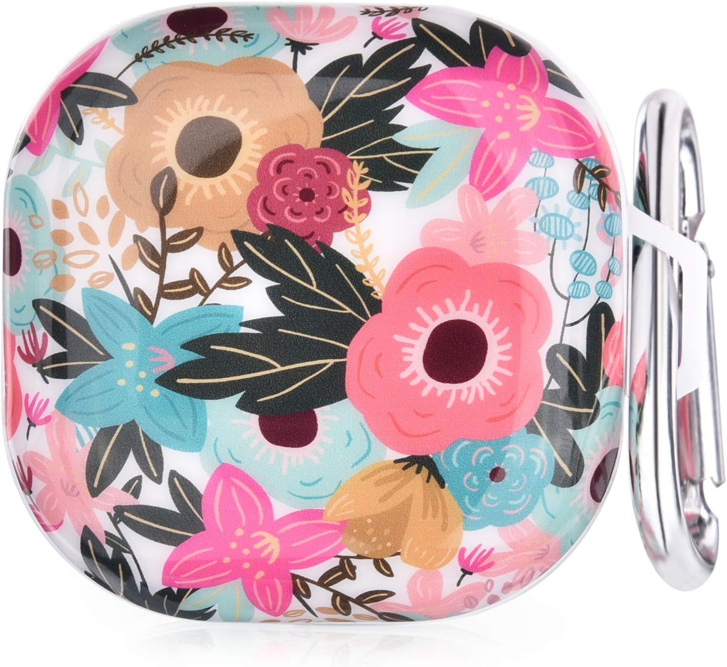 OLEBAND Galaxy Buds 2 Pro/Buds Live/Buds Pro/Buds 2 Case with Cute Pattern and Keychain Accessory,Hard Cover for Women and Girls,Colorful Marble  OLEB Round flower  
