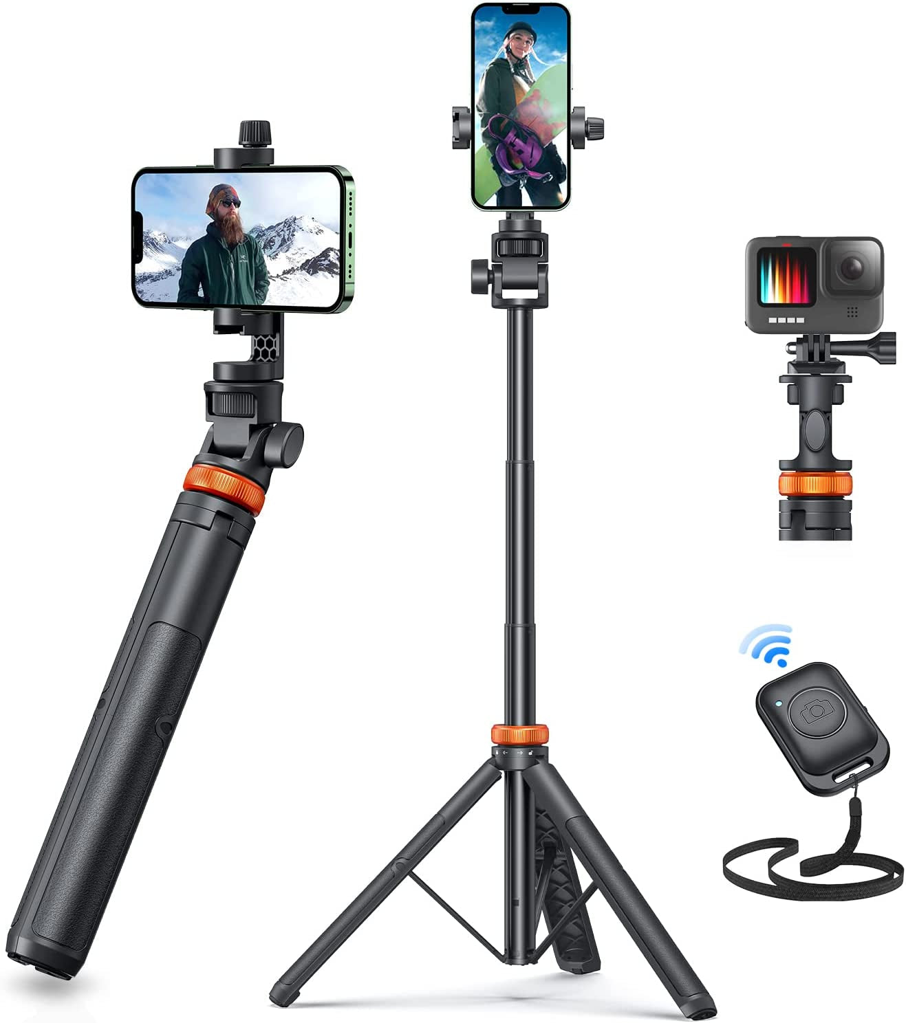 Newest 62" Phone Tripod, EUCOS Tripod for Iphone & Selfie Stick Tripod with Remote, Upgraded Iphone Tripod Stand & Travel Tripod, Solidest Cell Phone Tripod Compatible with Iphone 14/13/12/Android  eucos   