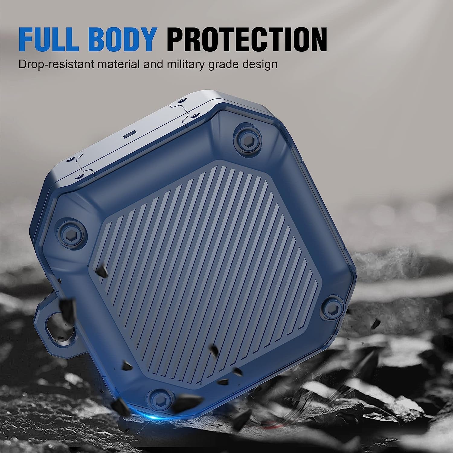 Valkit Compatible Samsung Galaxy Buds 2 Pro Case/Galaxy Buds Pro/2/Live Case Cover, Cool Military Full Body Shockproof Case with Keychain for Men Women Samsung Earbuds Protective Skin, Blue  VKT   