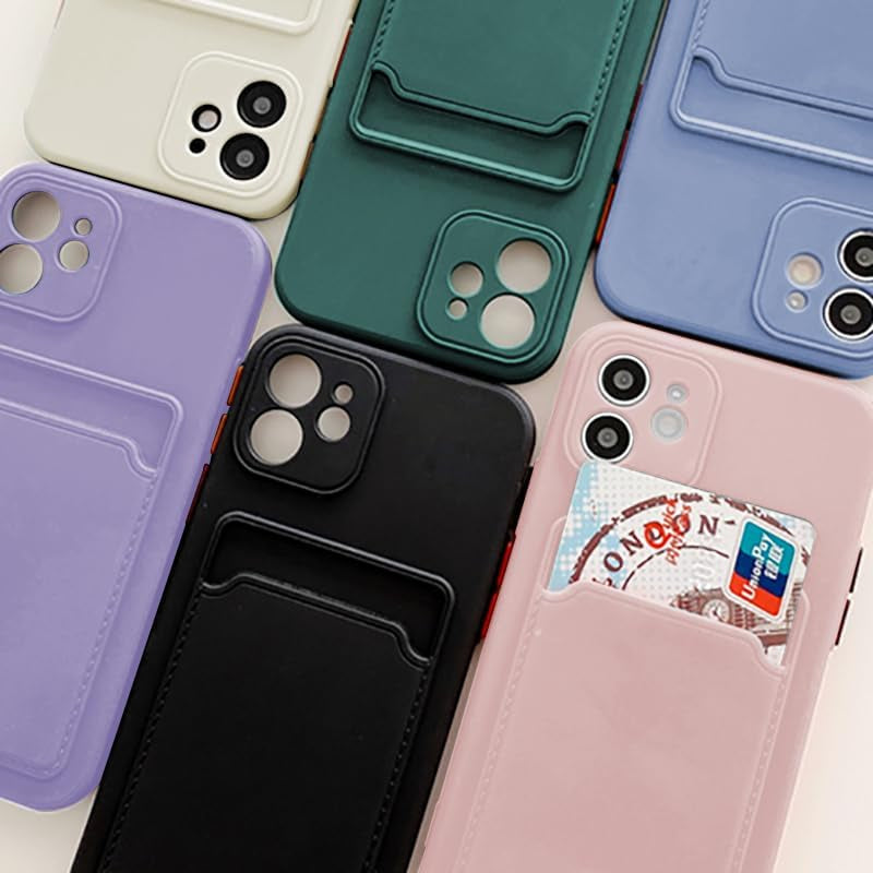 Casecious Compatible with Xiaomi Redmi Note 9 Silicone TPU Slim Card Wallet Holder Phone Back Case Cover (Purple)  Casecious   