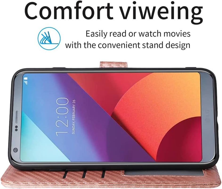 WWAAYSSXA Compatible with LG G6 Wallet Case Wrist Strap Lanyard and Leather Flip Card Holder Stand Cell Accessories Phone Cover for LGG6 Thinq LG6 Thin Q G 6 plus G6+ 6G VS988 H872 Women Men Rose Gold  WWAAYSSXA   