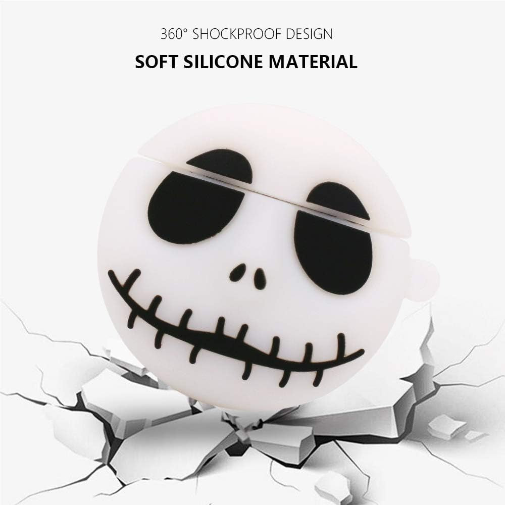 YONOCOSTA Cute Airpods Case, Airpods 2 Case, Cool Funny Noctilucent White Skull Shaped Full Protection Shockproof Soft Silicone Charging Case Cover Skin with Keychain for Airpods 1&2  Yonocosta Inc   