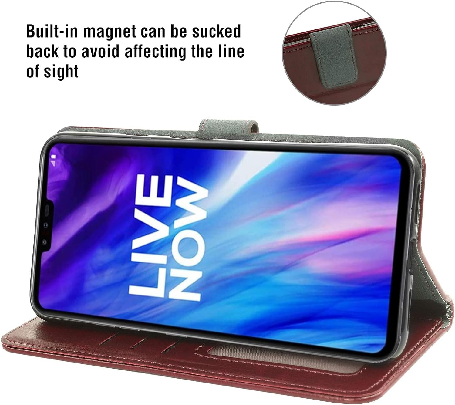 Asuwish Compatible with LG V40 Thinq Wallet Case Tempered Glass Screen Protector and Leather Flip Card Holder Stand Accessories Phone Cases for LGV40 Storm V 40 Thin Q V40Thinq LG40 40V 40Thinq Brown  Asuwish   