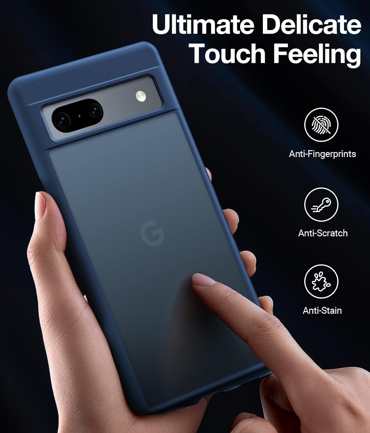 TORRAS Shockproof for Google Pixel 7A Case Blue, [Military Grade Drop Tested] Translucent Slim Protective Hard Back & Soft Edge Cover Phone Case for Google 7A Case,Blue  TORRAS   