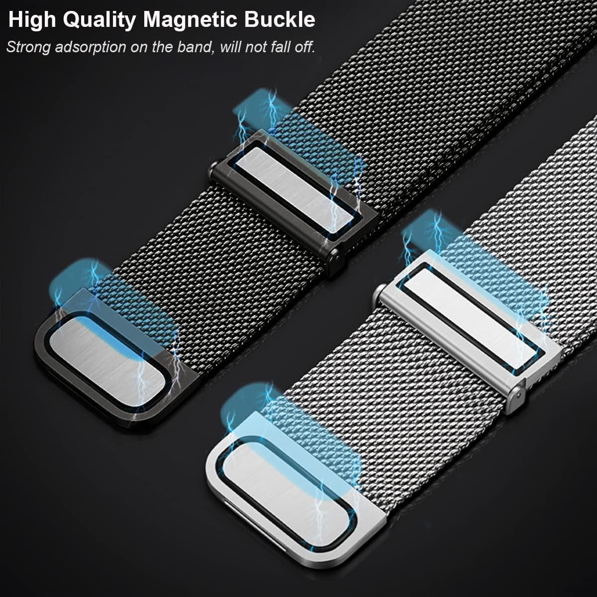 Mrotech Bands Compatible with Samsung Galaxy Watch 4 40Mm 44Mm/4 Classic 46Mm 42Mm/Active/Active2/3 41Mm Band 20Mm Quick Release Strap Metal Stainless Steel Wristband Magnetic Milanese Mesh Loops  MroTech   