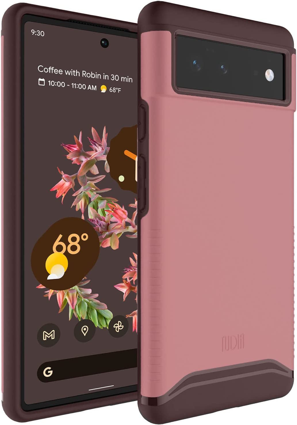 TUDIA Dualshield Designed for Google Pixel 6 Case (2021), [Merge] Shockproof Military Grade Slim Heavy Duty Dual Layer Tough Protection for Pixel 6 Phone Case - Metallic Slate  TUDIA Smokey Pink  