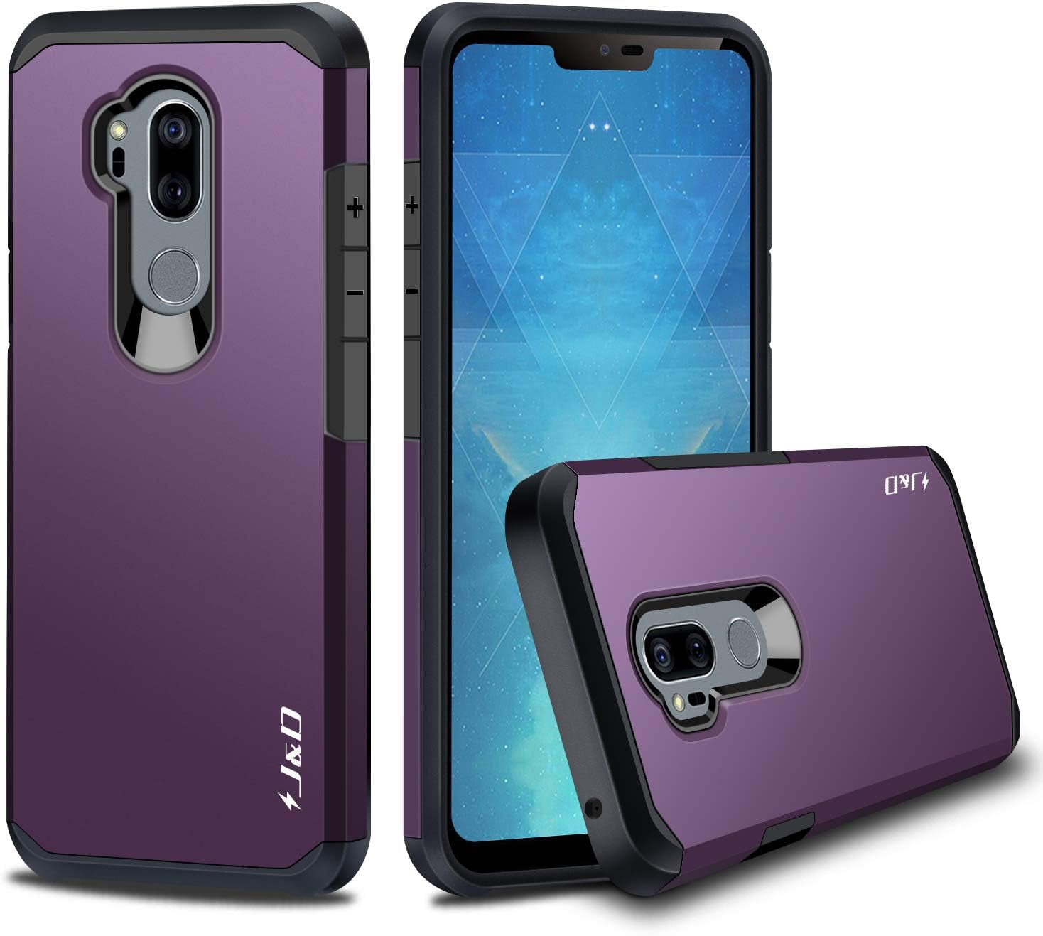J&D Case Compatible for LG G7 Thinq Case, LG G7 Case, Heavy Duty Dual Layer Hybrid Shock Proof Protective Rugged Bumper Case for LG G7 Thinq, LG G7 Case, Mint  J&D Tech Purple  