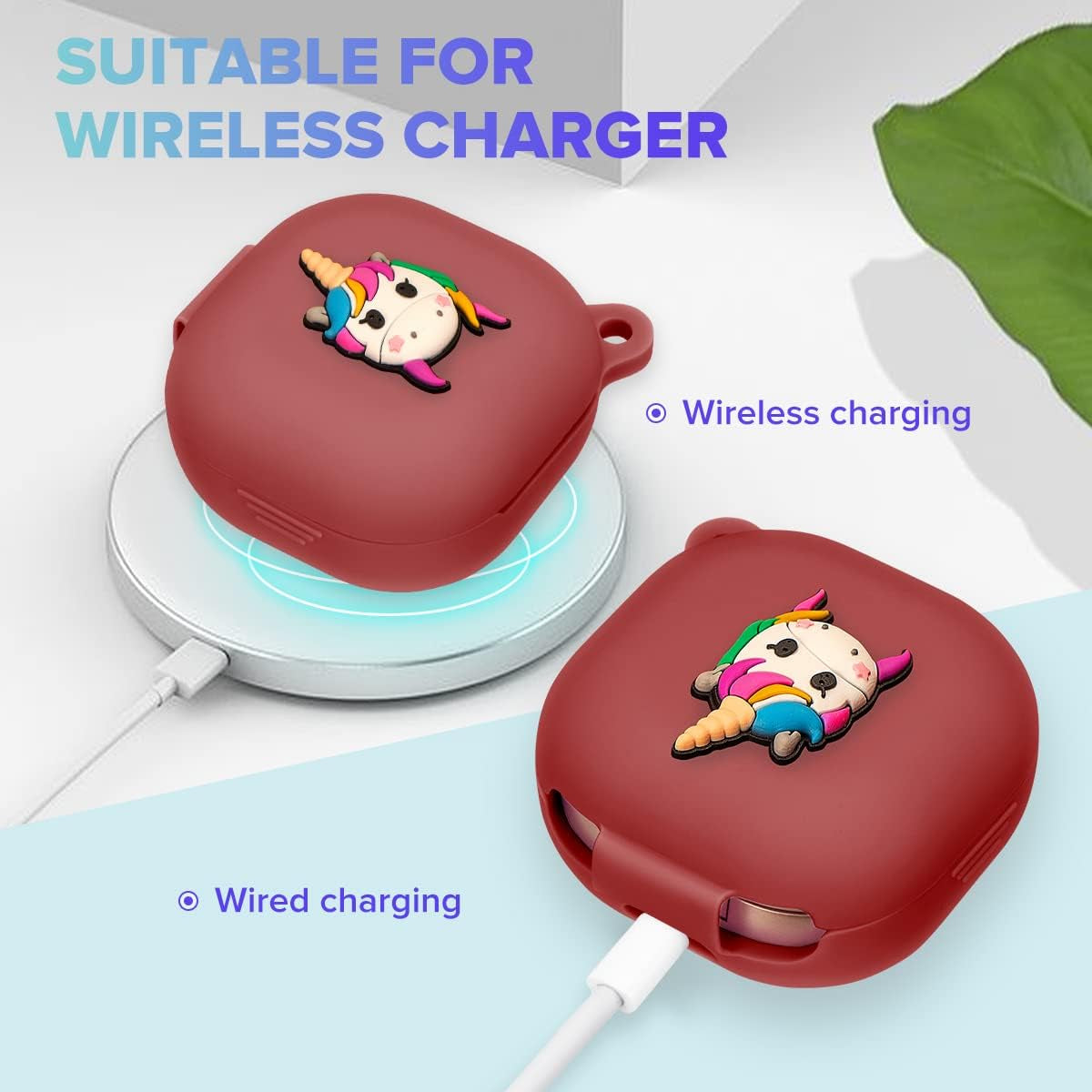 Flocute Silicone Case Compatible with Samsung Galaxy Buds Live (2020)/Galaxy Buds Pro (2021) Silicone Case with 3D Unicorn Cute Funny Cover with Keychain Gift for Women Girls Kids Teens (Unicorn)  Flocute   