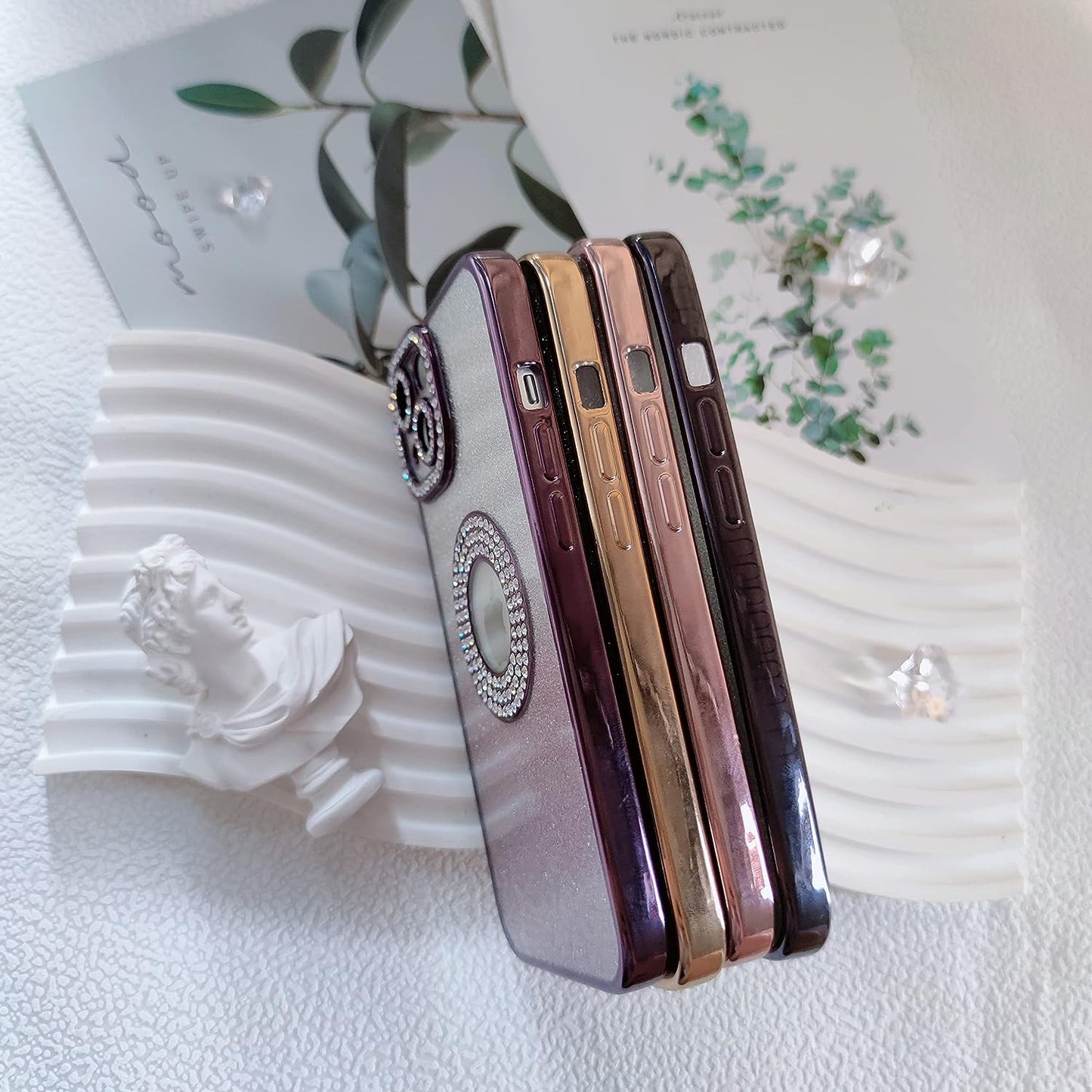 Yivenbarity Compatible for Iphone 13,Bling Luxury Plating Rhinestone Design Cover for Women Girl,Shiny Glitter Crystal Diamond Sparkle Gradient Clear Case with Camera Lens Shockproof Protection-Gold  Yivenbarity   