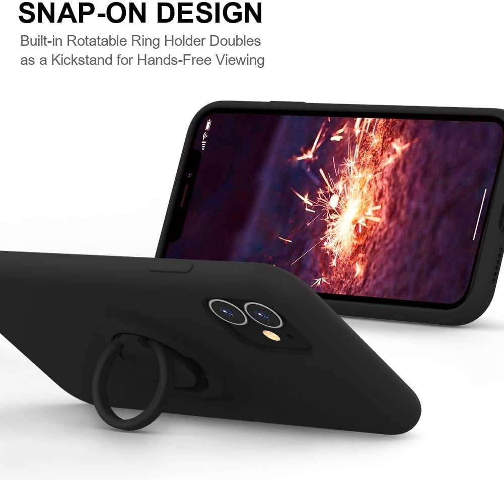 Case for Xiaomi Poco M4 Pro 5G Silicone Liquid,Soft Gel Microfiber Lining Cushion Bumper for Xiaomi Poco M4 Pro 5G with Ring Holder Kickstand Support Magnetic Case Black  Leton   