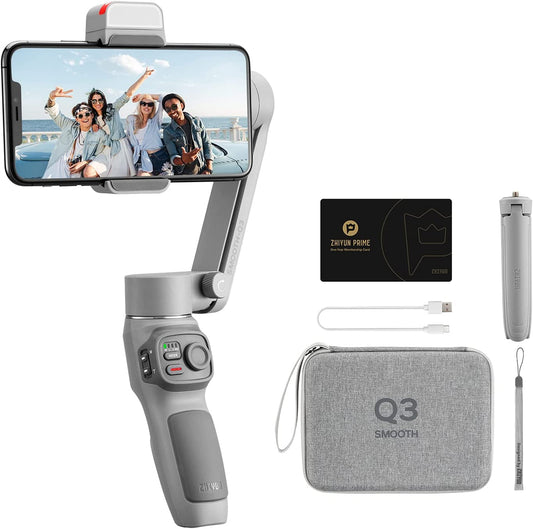 Zhiyun Smooth Q3 Combo, 3-Axis Gimbal Stabilizer for Smartphone Foldable Phone Gimbal with Light Auto Inception Dolly-Zoom Time-Lapse Handheld Stabilizer, Gimbal Bag  ZHIYUN   