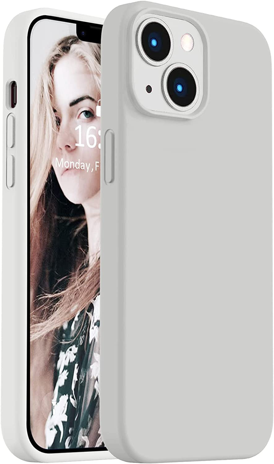 Vooii Compatible with Iphone 14 Case,[Silky Touch Premium Liquid Silicone] [Soft Anti-Scratch Microfiber Lining], Ultra Slim Shockproof Protective Case for Iphone 14 - Bright Orange  Vooii Stone  