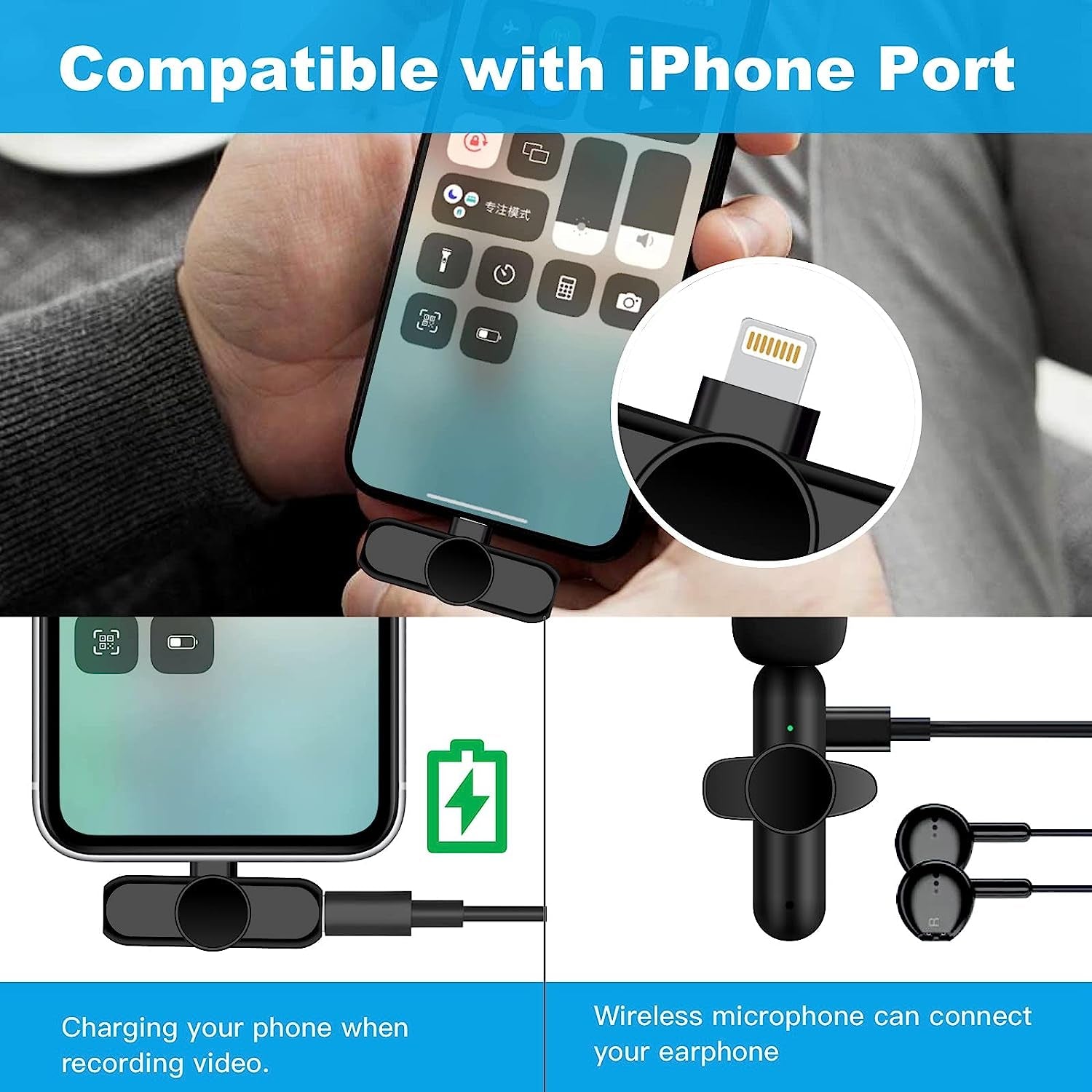 Jinlongshan,Mobile Phone Wireless Portable Microphone,Mini Lapel Mics Plug-Play 2.4G Ultra-Low Delay Noise Reduction Chip for Video Recording Interview Podcast Vlog Youtube Tiktok  jinlongshan   