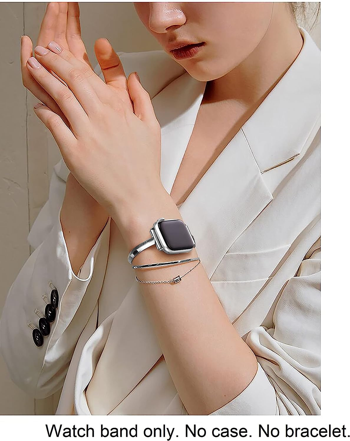 Plusroc Stainless Steel Band Compatible with Apple Watch Band 38Mm 40Mm 41Mm 42Mm 44Mm 45Mm Iwatch SE Series 8 7 6 5 4 3 2 1, Slim Versatile Bangle Bracelet for Women  PlusRoc   