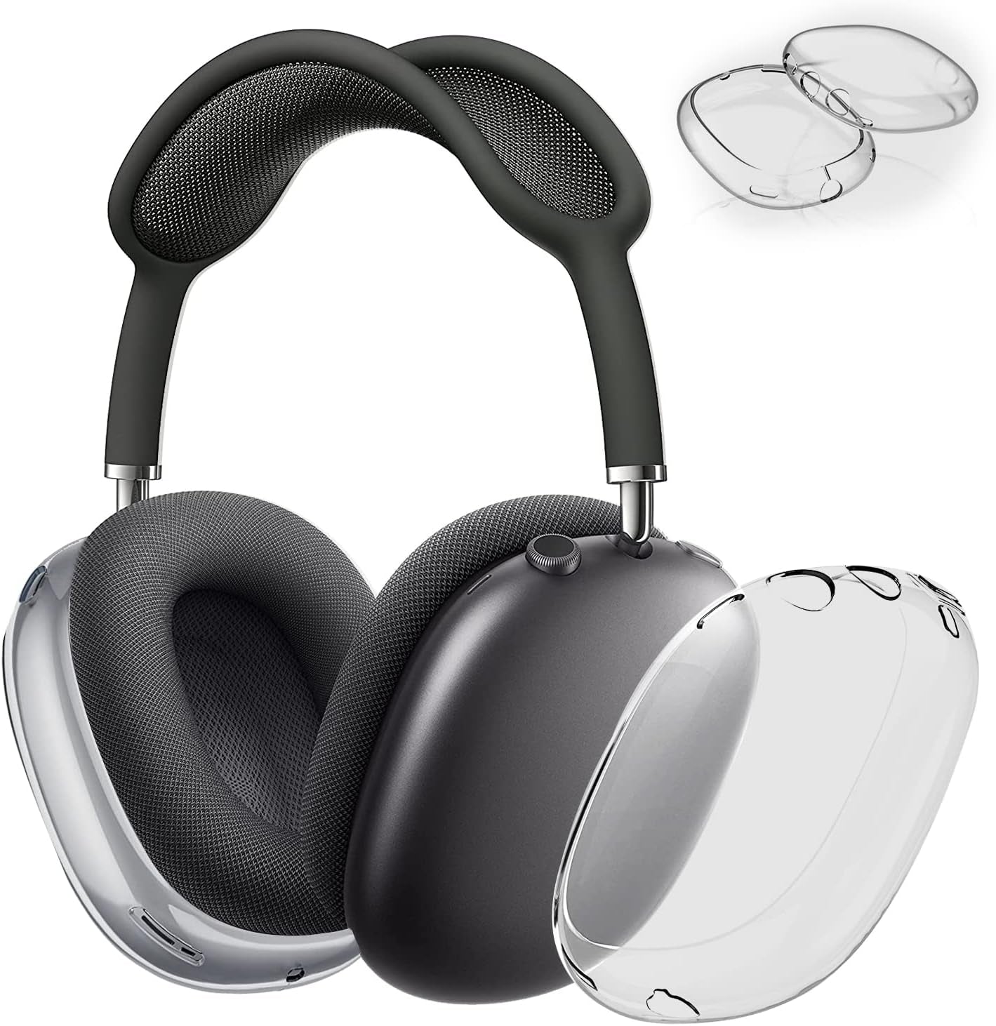 Valkit Compatible with Airpods Max Case Cover, Clear Soft TPU Protective Headphones Cover Headset Shockproof Full Case for Airpods Max -Transparent  VKT Clear Black  