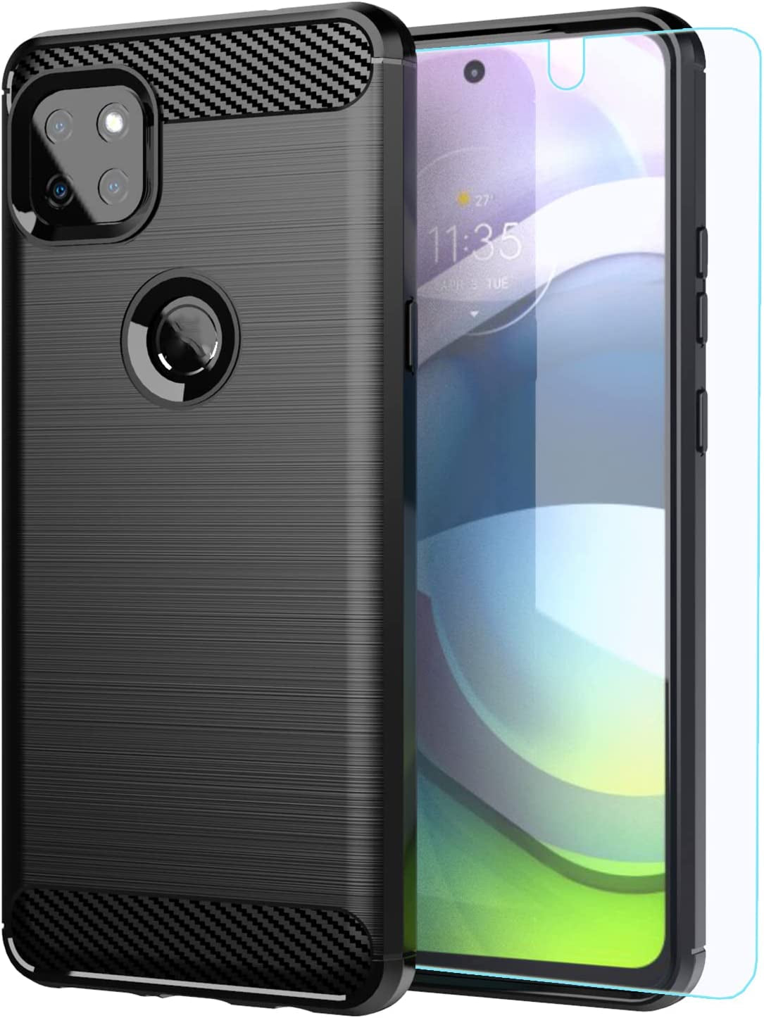 M MAIKEZI for Moto One 5G Ace Case,Motorola One 5G Ace Case with HD Screen Protector, Soft TPU Slim Fashion Non-Slip Protective Phone Case Cover for Motorola Moto One 5G UW Ace (Red Brushed TPU)  JINZHI Inc Motorola One 5G Ace Black Brushed Tpu Case  