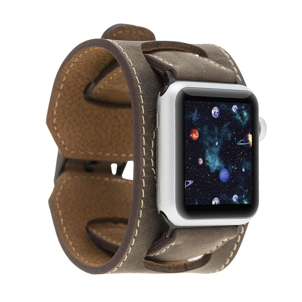HARDISTON Cuff Watch Band Compatible with Apple 44Mm for Men & Women, Handmade Genuine Leather, Compatible with Iwatch Series 7 6 5 4 3 2 1 SE, Wrist Bracelet Arm Band, Medium/Band-Russet  HARDISTON Band-Mocha iWatch-38mm / Band-Medium 