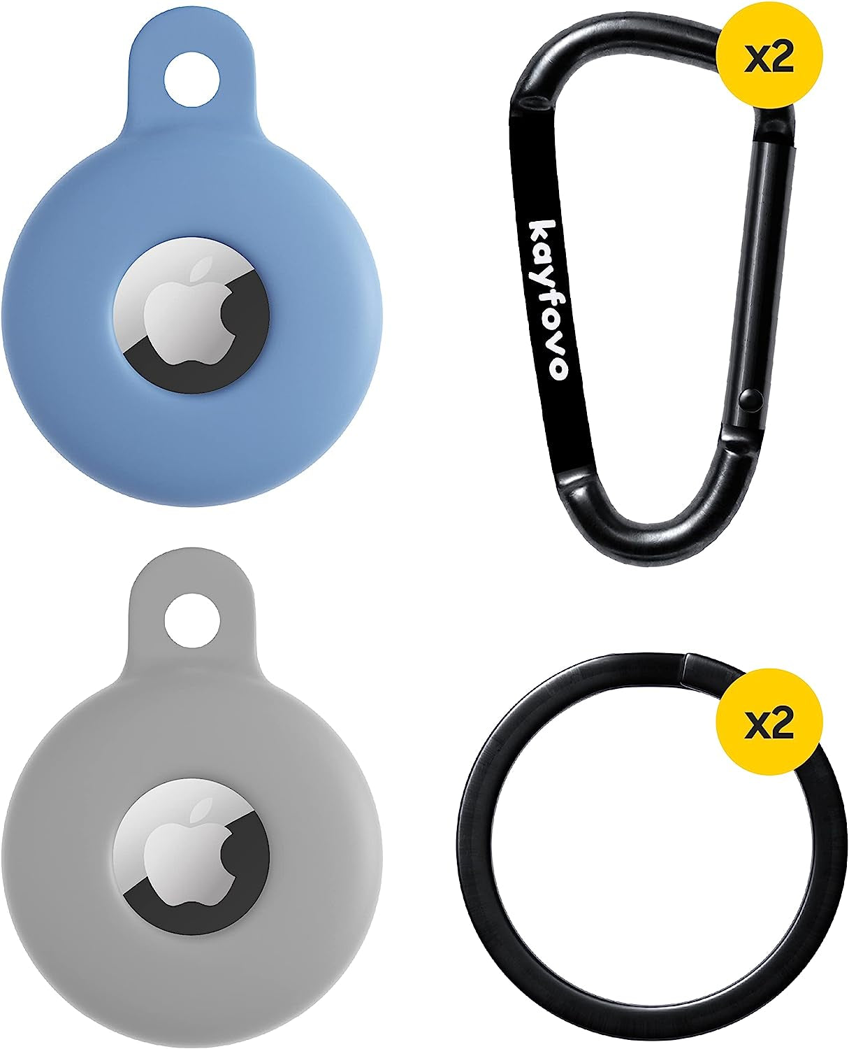 Airtag Holder, Airtag Case, Air Tag Holder, Airtag Accessories, Airtag Key Ring, Airtag Keychain, Silicone Airtag Case, 2 Pack – Grey, Black  toyshi Grey, Blue  