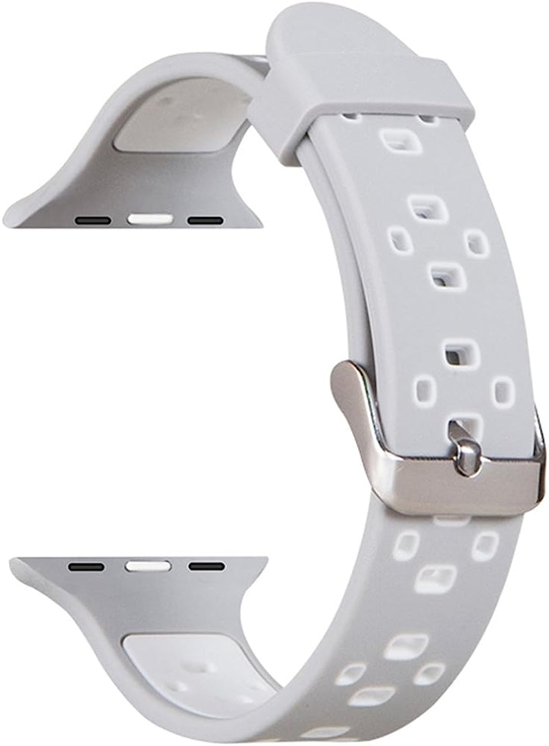 Heike Sport Loop Compatible with Apple Watch Ultra Bands 49Mm 45Mm 44Mm 42Mm 41Mm 40Mm 38Mm, Soft Silicone Magnetic Clasp Adjustable Replacement Wristband for Iwatch Series SE Ultra 8 7 6 5 4 3 2 1 for Women Men  HeiKe Silver/White-42mm 42mm/44mm/45mm/49mm 