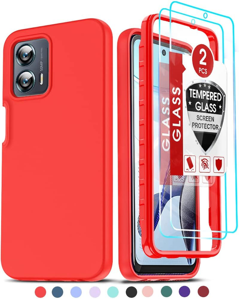 Leyi for Moto G Power 5G 2023 Case, Motorola G 5G 2023 Case with [2 X Tempered Glass Screen Protector], Full-Body Shockproof Soft Liquid Silicone Protective Phone Cover Case for G 5G 2023, Green  LeYi Red  