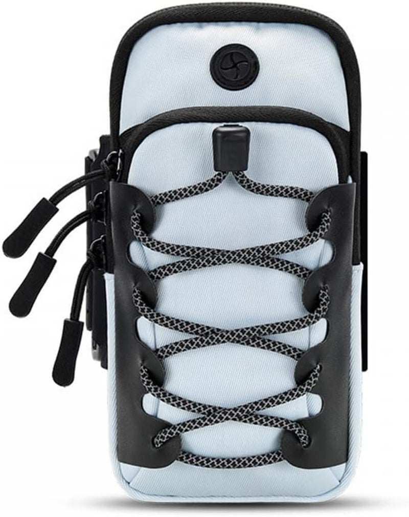 Mioyoow Running Armband,Reflective Waterproof Phone Running Holder with Headphone Jack Design for Walking,Hiking,Biking,Jogging  MiOYOOW pale blue below 7"  