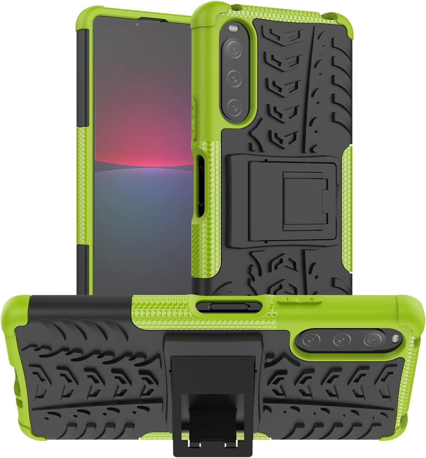 Compatible with Sony Xperia 10 IV with Built-In Kickstand 360° Full Body Shockproof Military Grade Heavy Duty Protective Phone Case for Sony Xperia 10 IV  Joie & Joho Green  