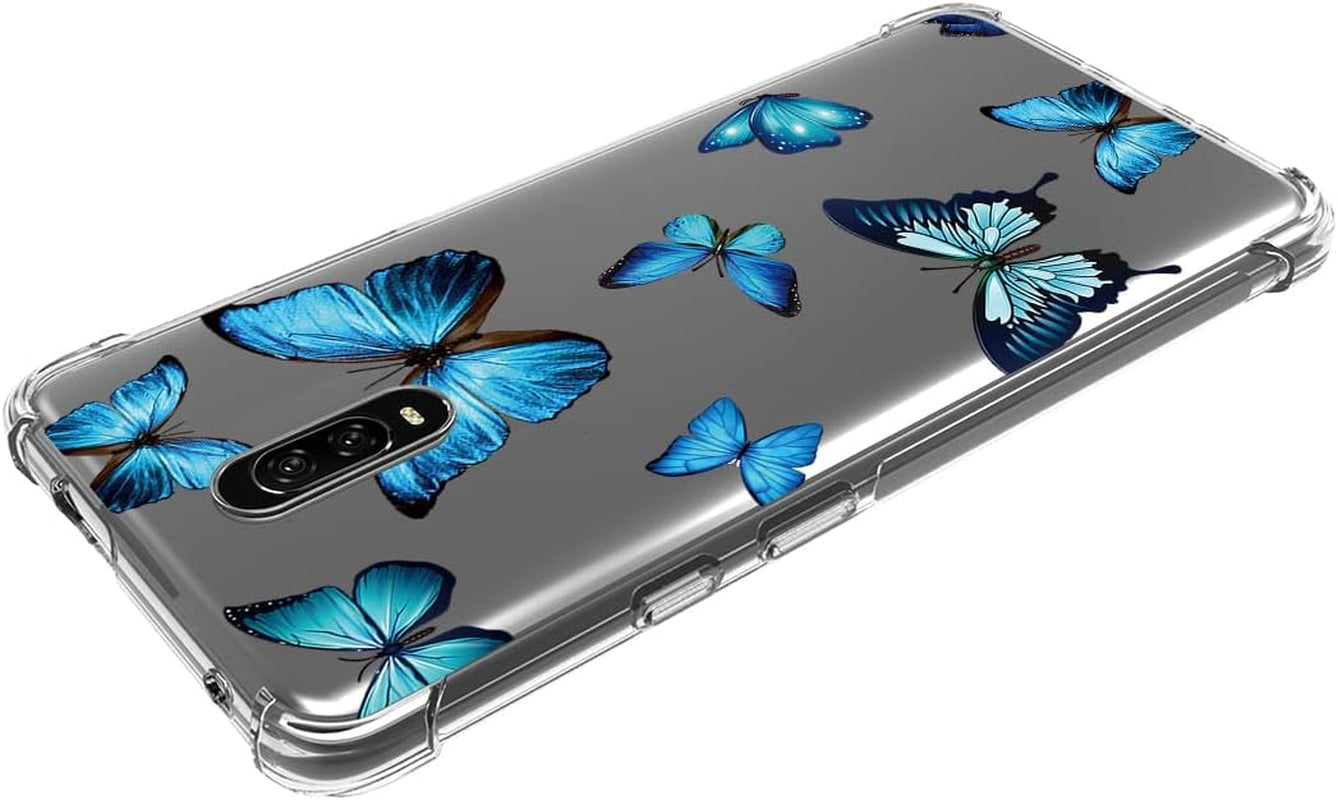 Vokuha for Oneplus 7 Gm1901/Oneplus 6T A6010 Case for Girls Women, Cute Clear Slim Shockproof Pattern Soft Flexible TPU Rubber Back Phone Protective Cover Cases for Oneplus 6T (Blue Butterfly)  Vokuha   