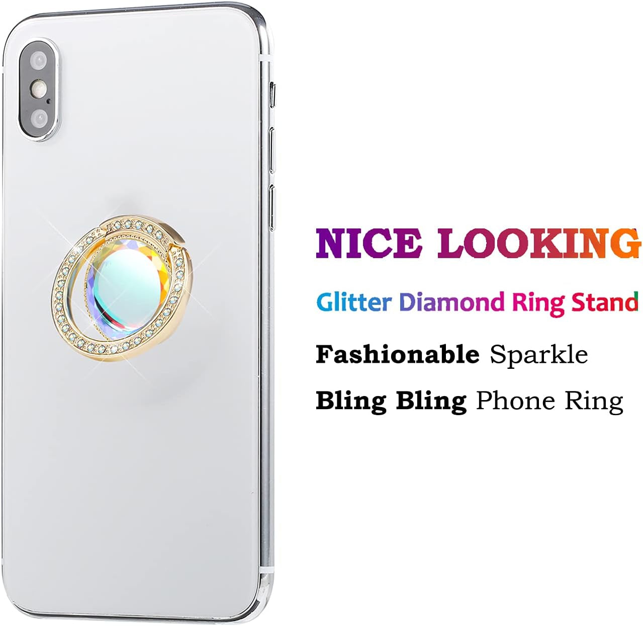 Lenoup Glitter Bling Bling Phone Ring Holder,Sparkle Phone Ring Grip Artificial Stand with Flat Diamond,Flat Rhinestone Cell Finger Ring for Phones,Pad(Gold)  lenoup   