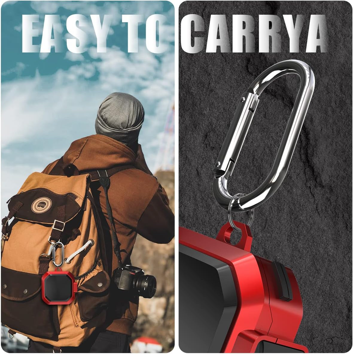 Armor Cover Case for Samsung Galaxy Buds Pro Case / Galaxy Buds Live Case / Galaxy Buds 2 Case [With Security Lock], Silicone+Hard PC Shockproof Case with Keychain/Straps/Ring/Cleaning Brush(Red)  AIBEAMER   