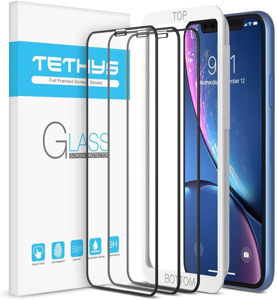 TETHYS Glass Screen Protector Designed for Iphone 11 / Iphone XR (6.1") [Edge to Edge Coverage] Full Protection Durable Tempered Glass Compatible Iphone XR/11 [Guidance Frame Include] - Pack of 3  TETHYS   