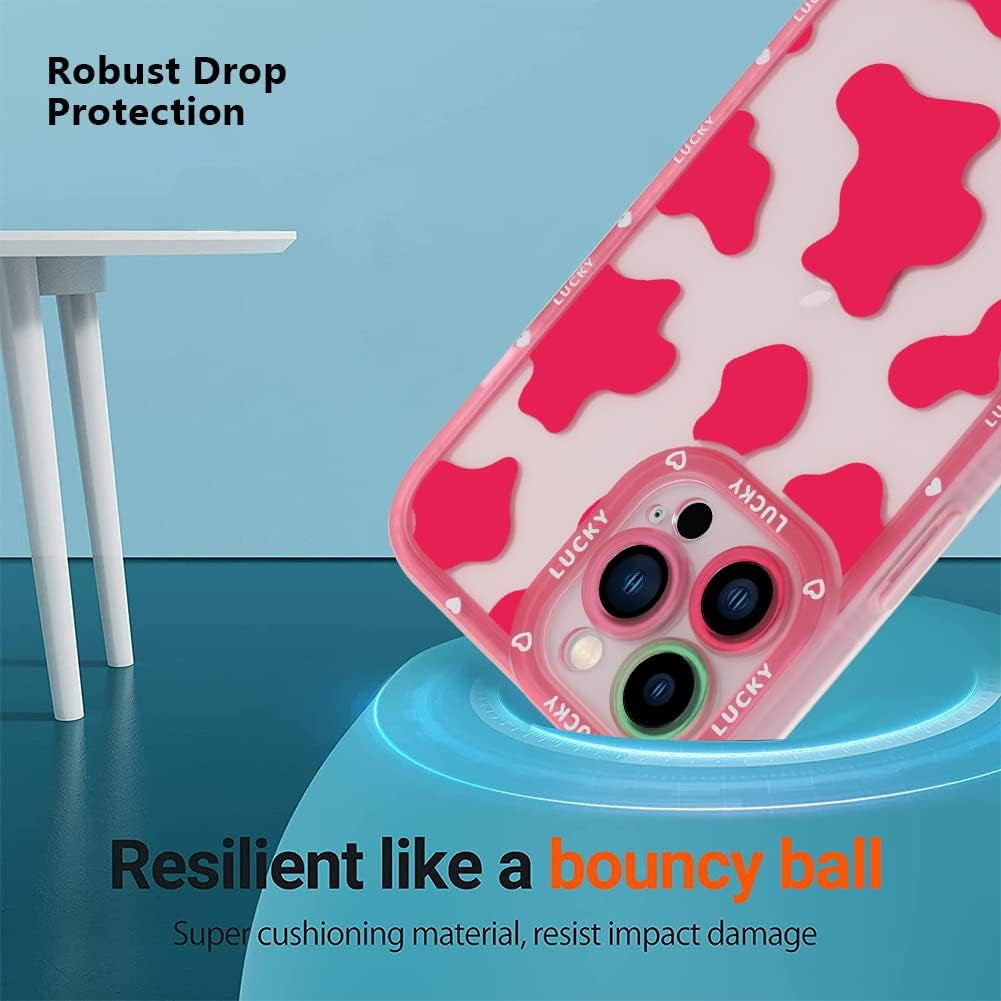 ZIYE Cow Print for Iphone 13 Pro Case,Iphone 13 Pro Cow Pattern Protective Phone Case with Full Body Soft Tpu+Camera Protection Anti-Scratch Cover for Iphone 13 Pro 6.1 Inch (Pink)  ZIYE   