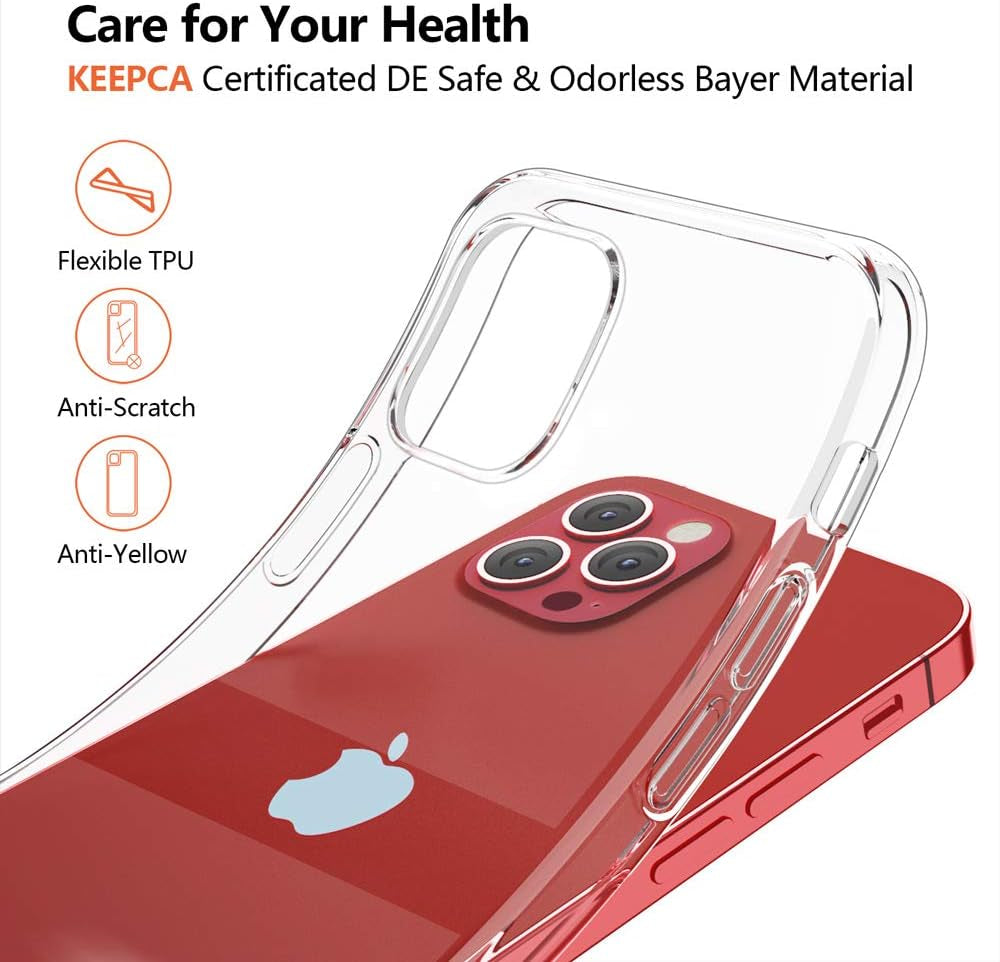 KEEPCA Clear Case for Iphone 12,Slim Thin Soft Skin Silicone Flexible TPU Rubber Gel Lightweight Shockproof Anti-Scratch Protective Case Cover for Iphone 12 Pro,Crystal Clear  KEEPCA   