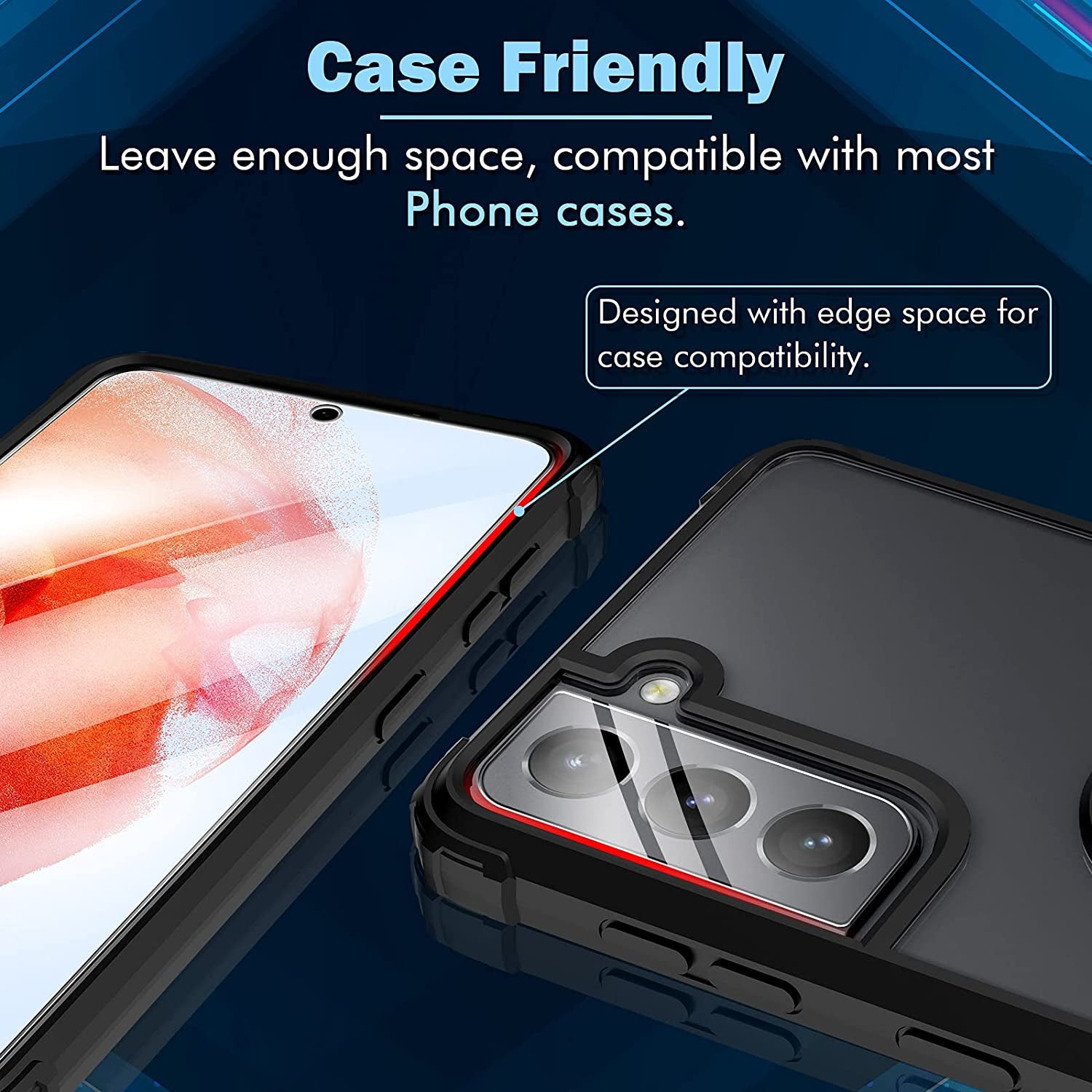 LK 2 + 2 Tempered Glass Screen Protectors Compatible with Samsung Galaxy S21 Anti-Scratch and Bubble-Free, Contains 2 Screen Protectors and 2 Rear Camera Protectors with Installation Frame (Ultra HD)  LK   