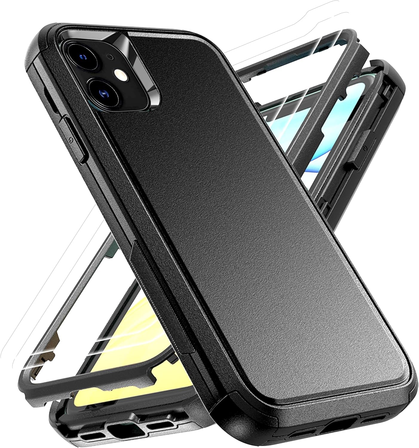 Ymhxcy for Iphone 11 Case Shockproof Dropproof Dust-Proof Drop Proof 3-Layer Durable Phone Case Heavy Duty Protection Phone Case Cover for Apple Iphone 11 6.1“ Aqua Blue and Lime Green  YmhxcY Us-Xsf-Black  