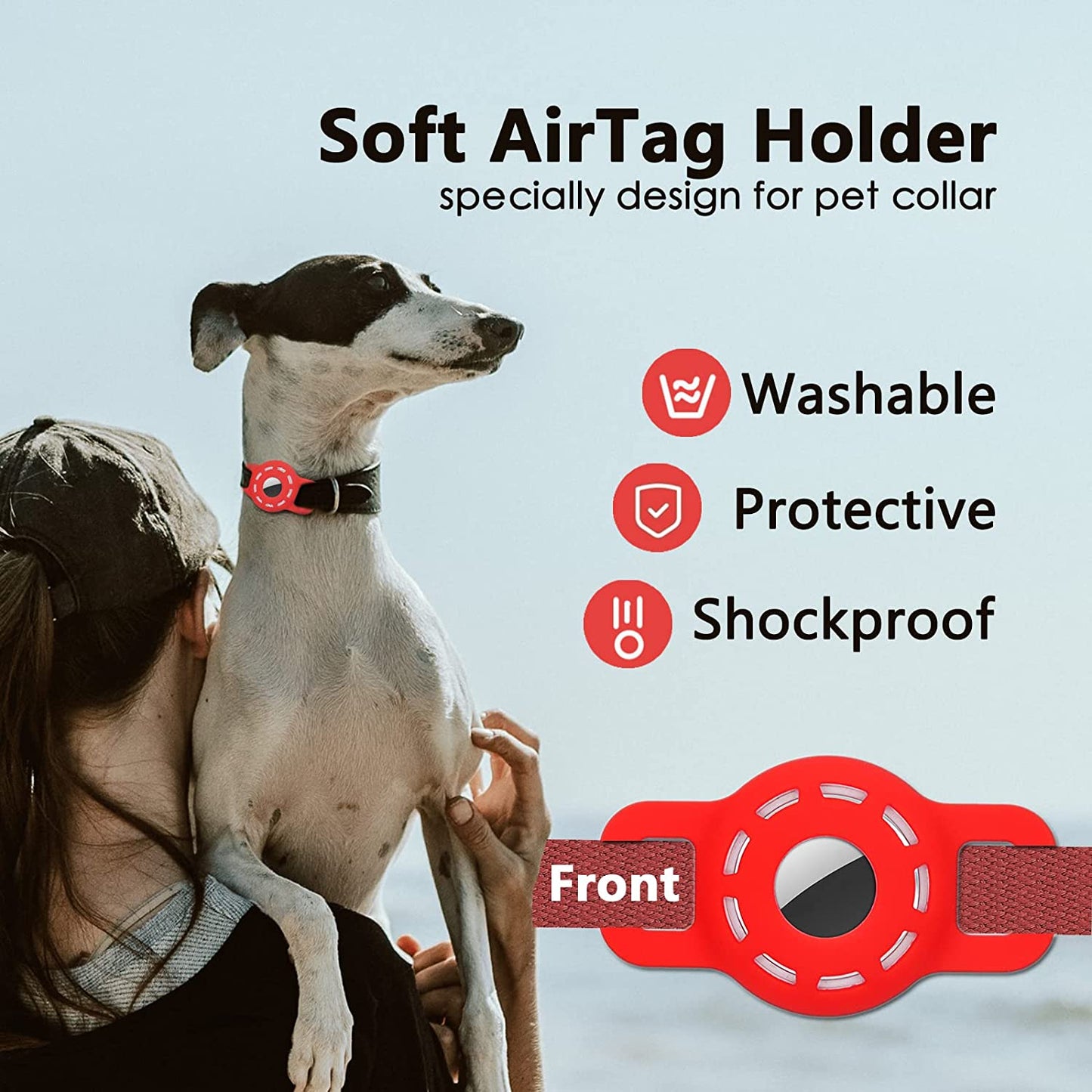 Amaessom Airtag Dog Collar Holder（4 Pack） Protective Airtag Case for Dog Collar，Anti-Lost Air Tag Case Holder Cover Compatible with Cat Dog Collars Loop ，Airtag Pet Holder 0.8 Inch Width  Amaessom   
