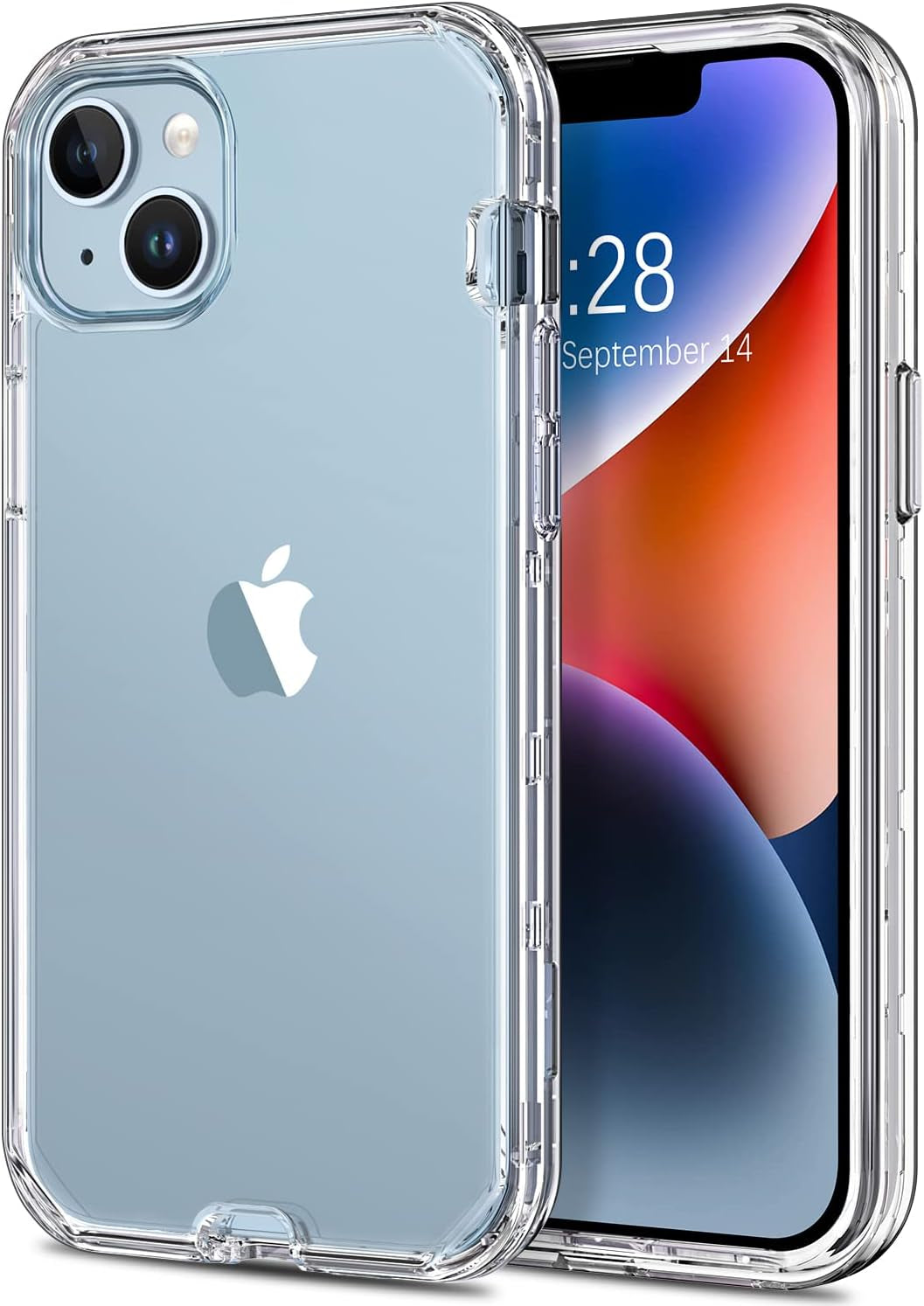 Hython for Iphone 14 plus Case, Heavy Duty Full-Body Defender Protective Phone Cases Glitter Bling Sparkle Hard Shell Hybrid Shockproof/Drop Proof 3-Layer Military Rubber Bumper Cover for Women Girls  Hython Clear  