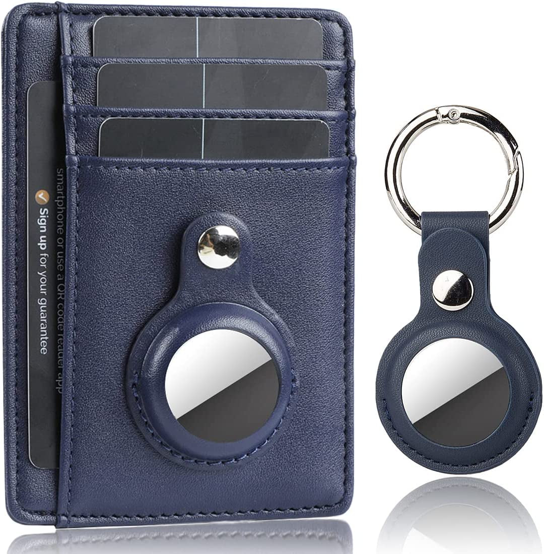 Airtag Wallet Men, Wallet with Airtag Holder, Slim Minimalist Front Pocket Wallet with Bonus Air Tag Keychain  AORAKI   