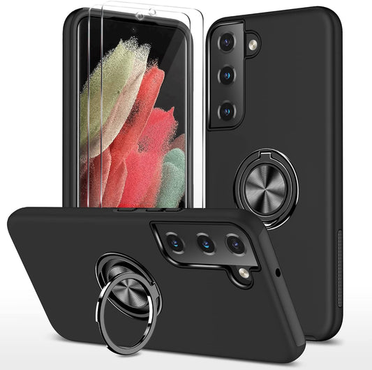 AKINIK for Samsung Galaxy S22 plus Case, S22 plus Case with Self Healing Flexible TPU Screen Protective [2 Pack],Military Grade Invisible Kickstand Case for Galaxy S22 plus (Black)  AKINIK   