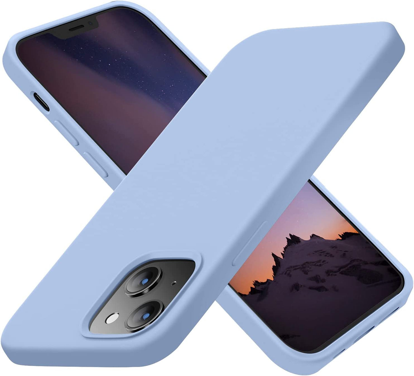 Cordking Designed for Iphone 13 Case, Iphone 14 Case, Silicone Ultra Slim Shockproof Protective Phone Case with [Soft Anti-Scratch Microfiber Lining], 6.1 Inch, Clove Purple  Cordking Light Blue  