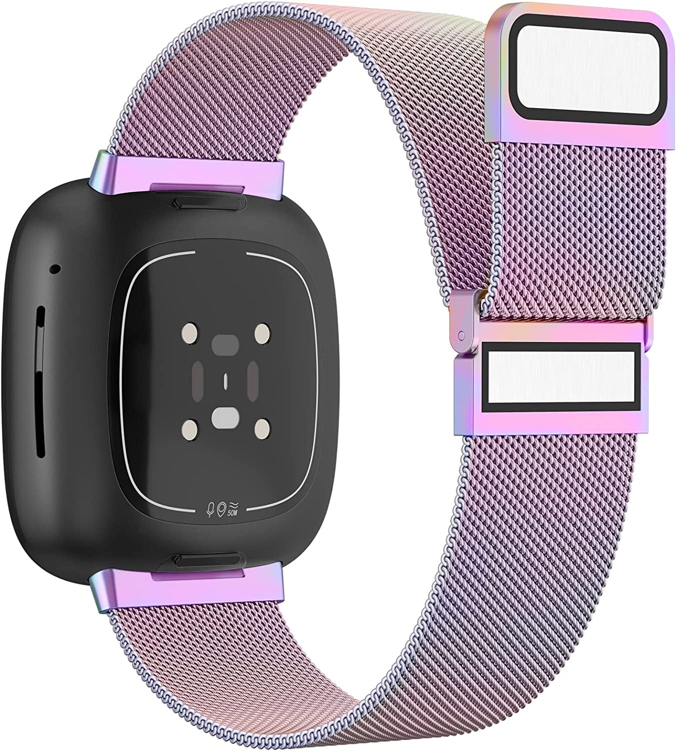 Tobfit Bands Compatible with Fitbit Versa 4/Fitbit Sense 2 & Fitbit Versa 3/Sense Watch Band for Women Men, Stainless Steel Metal Mesh Magnetic Wristband Replacement for Fitbit Versa 4/3 & Sense 2/1 Smartwatch  Tobfit Colorful  