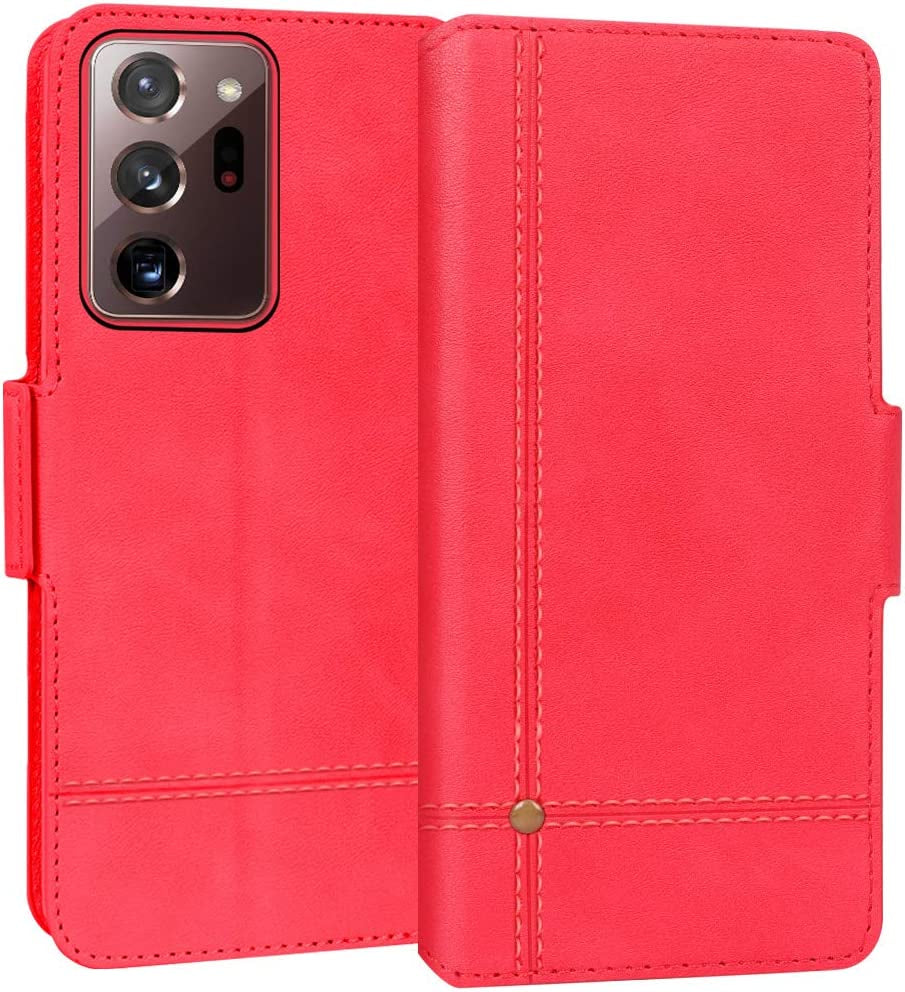 FYY Case for Samsung Galaxy Note 20 Ultra, Ultra Slim Flip Leather Wallet Phone Case Protective Shockproof Cover with Card Holder Kickstand Folio Case for Samsung Galaxy Note 20 Ultra 5G 6.9" Navy  GUANGZHOU WENYI COMMUNICATION EQIPMENT CO.,LTD Red  