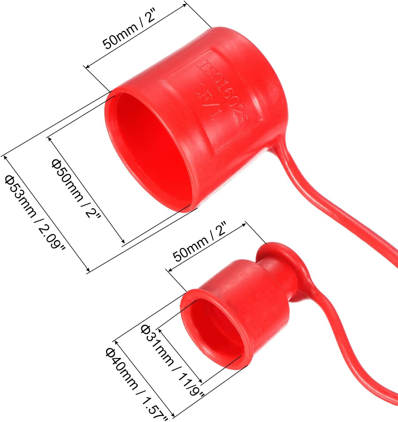 PATIKIL Dust Cap and Plug Kit, 1 Set 11/9X2" ID PVC Connector Protection Sleeve Covers for Flat Face Hydraulic Quick Coupling, Red  PATIKIL   