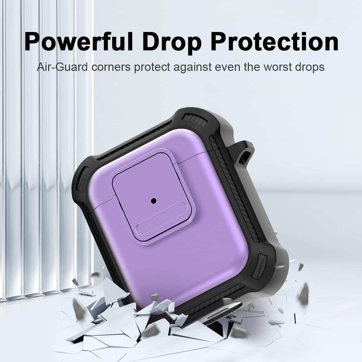 YIPINJIA [5 in 1] Case for Airpods 2&1 with Secure Lock, PC+TPU Shockproof Protective Airpods Cover Case for Women Compatible with Airpods 1 & Airpods 2 Case with Fashion Candy Keychain (Purple)  YIPINJIA   