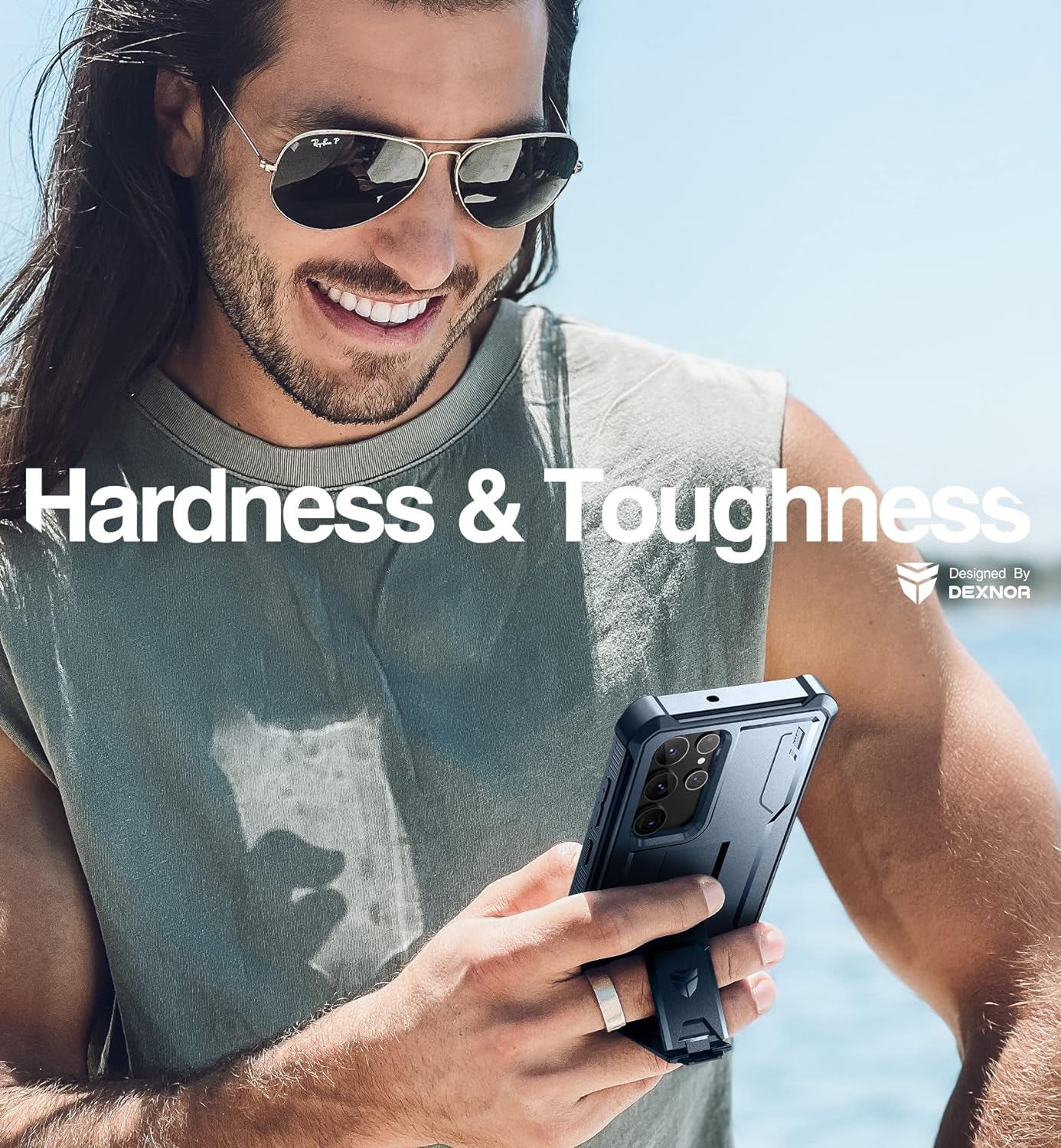 Dexnor Full Body Case for Samsung Galaxy S22 Ultra 5G/6.8 Inches, [Extra Front Frame] Heavy Duty Military Grade Protection Built-In Screen Protector and Kickstand for Samsung S22 Ultra 5G,Navy Blue  Dexnor   