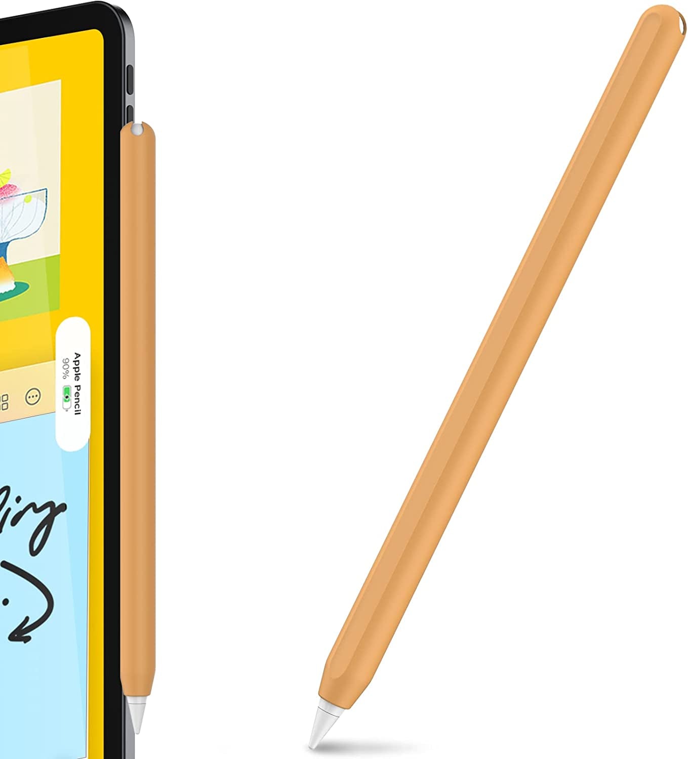 Ahastyle Ultra Thin Case Silicone Skin Cover Compatible with Apple Pencil 2Nd Generation, Ipad Pro 11 12.9 Inch-2 Pack (Light Blue & Pink)  AHASTYLE Orange  