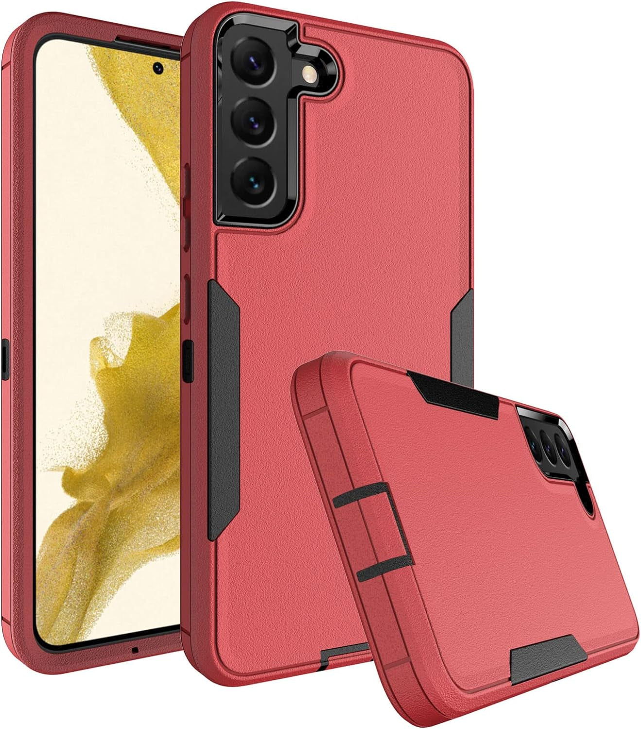 Dahkoiz for Samsung Galaxy S22 Case, Dust-Proof Port Cover, Full Body Durable Silicone Rubber Phone Case for Samsung Galaxy S22 5G, Black/Purple  UNISMART INC Galaxy S22 Plus Case Black/Red Galaxy S22 Plus 