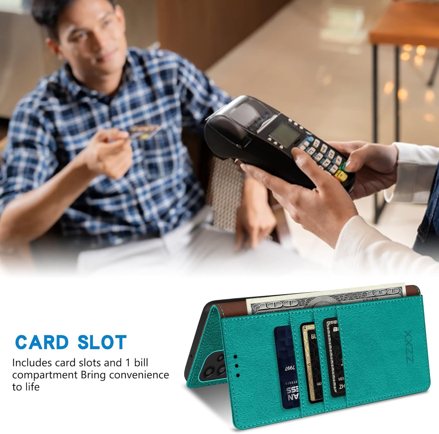 ZZXX Samsung Galaxy A53 5G Wallet Case with [RFID Blocking] Card Slot Stand Strong Magnetic Leather Flip Fold Protective Phone Case for Samsung Galaxy A53 5G Case Wallet(Lake Blue-6.5 Inch)  ZZXX   