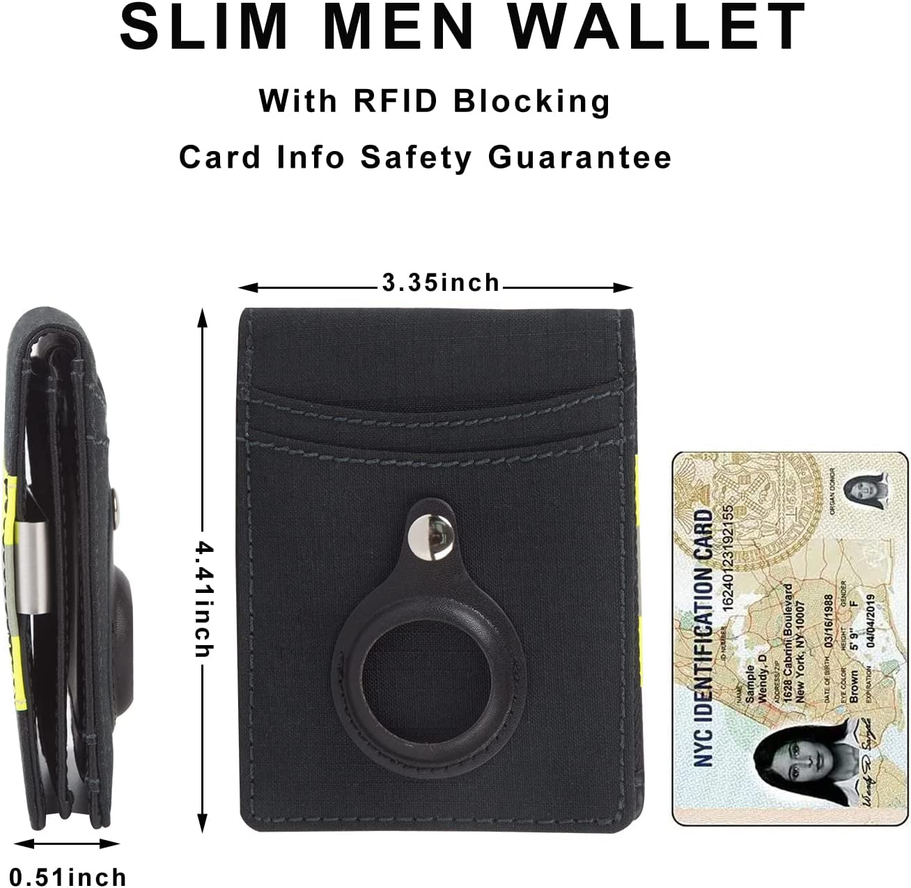 ARCTOTTI Airtag Wallet for Men with Money Clip Security Rfid Blocking Attach Flip Slots, Supper Durable Firefighter Nomex Fabric, Protection Card Design, Id Window Credit Card Holder with Gift Box  ARCTOTTI   